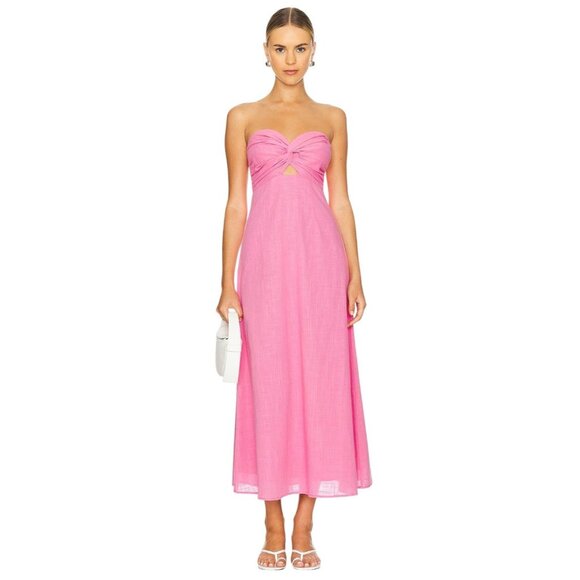 SNDYS x REVOLVE Lilly Dress in Pink X-Small New Womens Midi Strapless - Picture 9 of 10